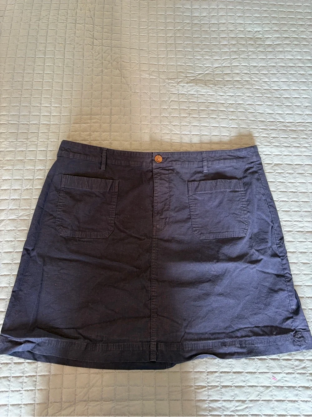 J. Crew Navy Cotton Mini Skirt with Front Patch Pockets